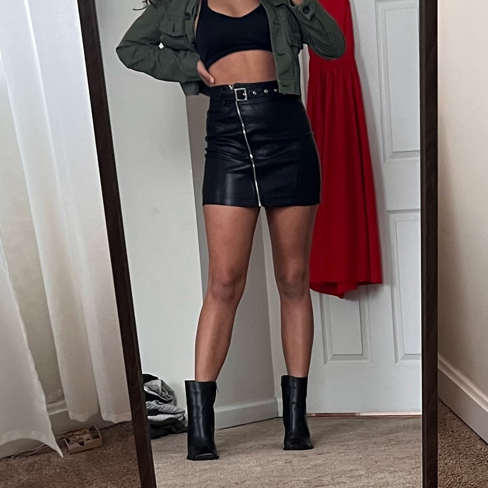 Black Faux Leather Mini Skirt